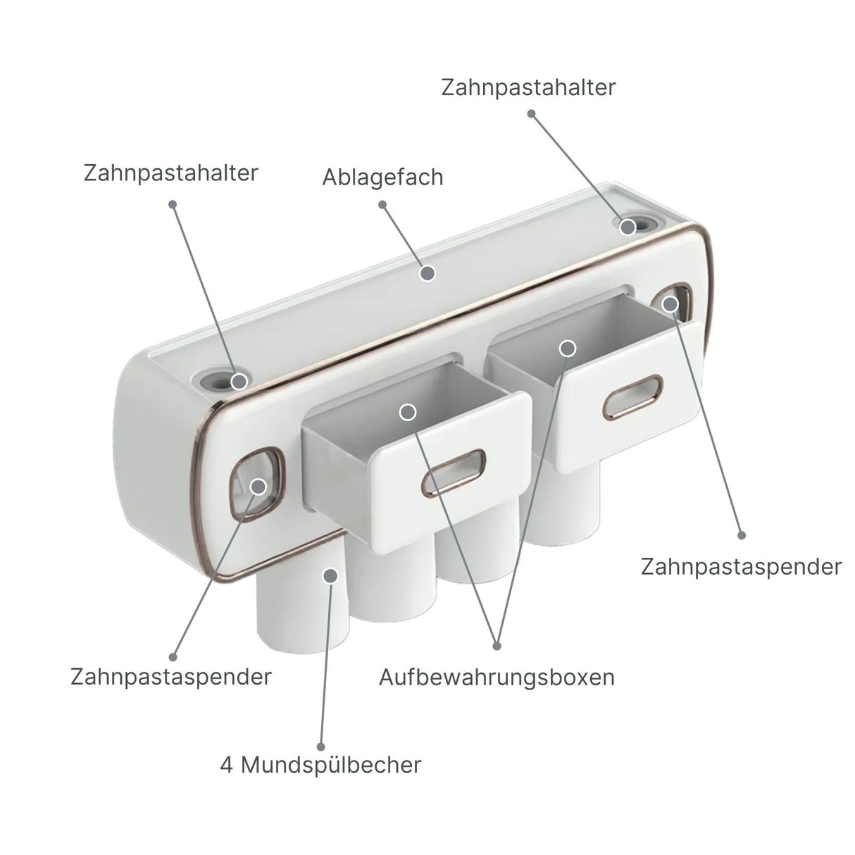 Multifunktionaler Zahnbürstenhalter mit Schublade Zahnpastaspender Set