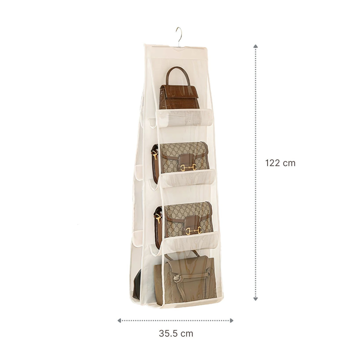Hängende Aufbewahrungstasche Handtaschen Organizer 8 Fächer Weiss