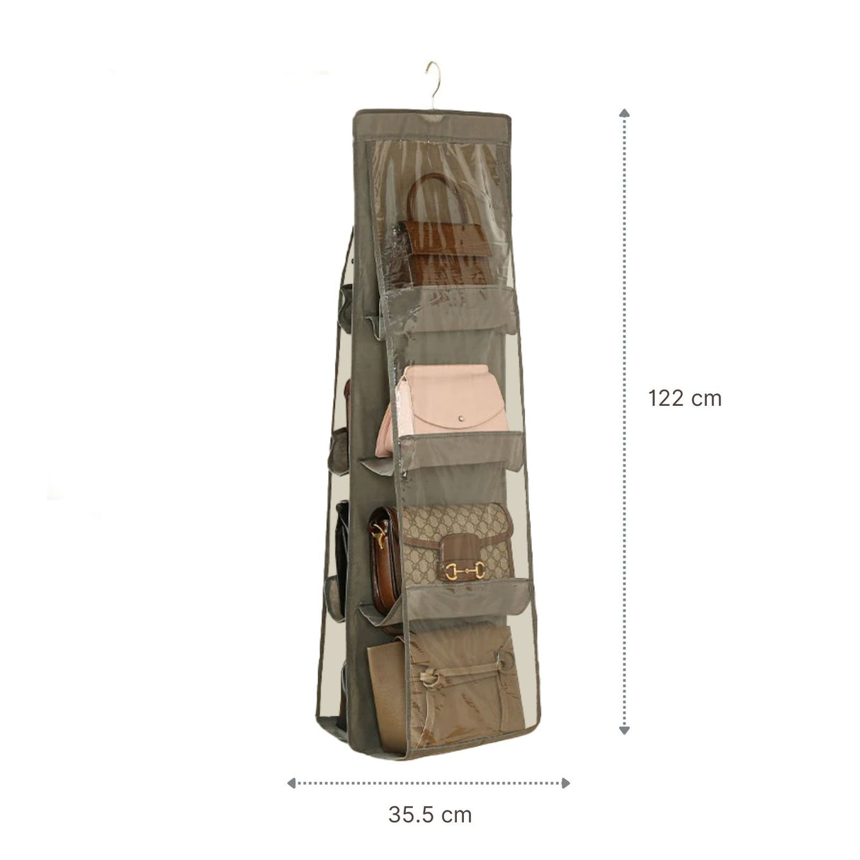 Handtaschen Organizer Hängende Aufbewahrungstasche 8 Fächer Grau