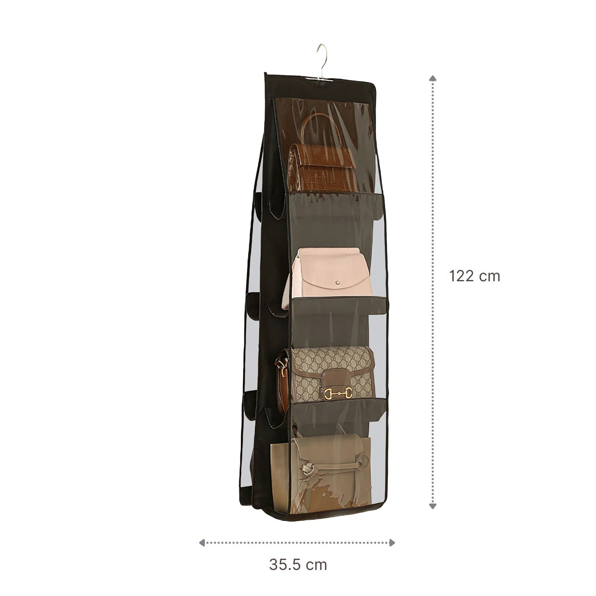Hängende Aufbewahrungstasche Handtaschen Organizer 8 Fächer Schwarz