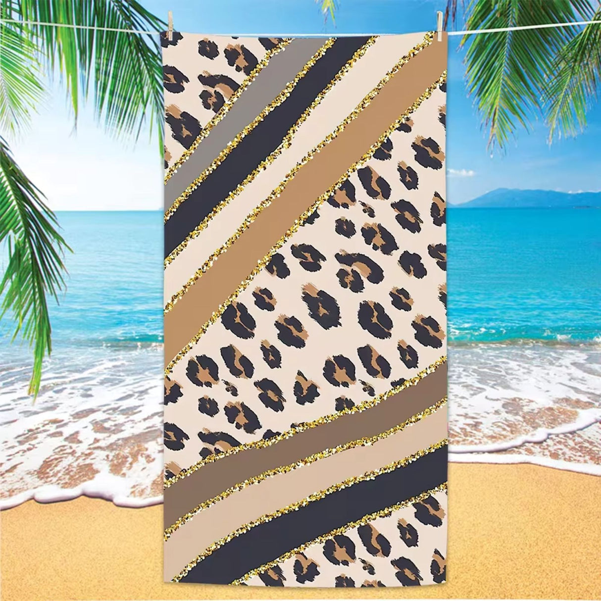 Badetuch Leopardenmuster Strandtuch Strandlaken Handtuch Liegetuch
