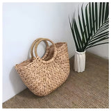 Strandtasche Stroh-Handtasche Halbmond-Tragetasche Beach-Bag