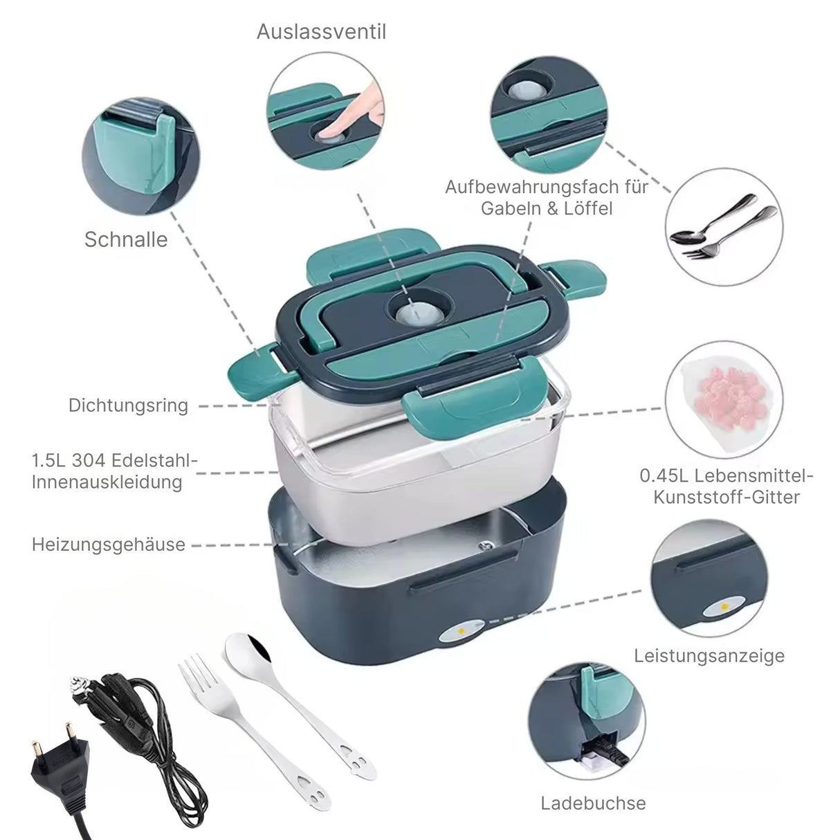 Elektrische Lunchbox Essensbox Brotdose beheizbarer Thermobehälter