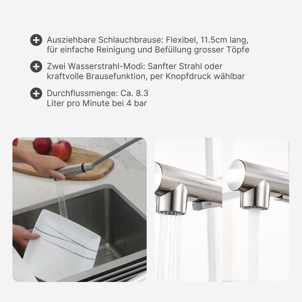 Wasserhahn mit ausziehbarer Schlauchbrause Küchenarmatur Mischbatterie