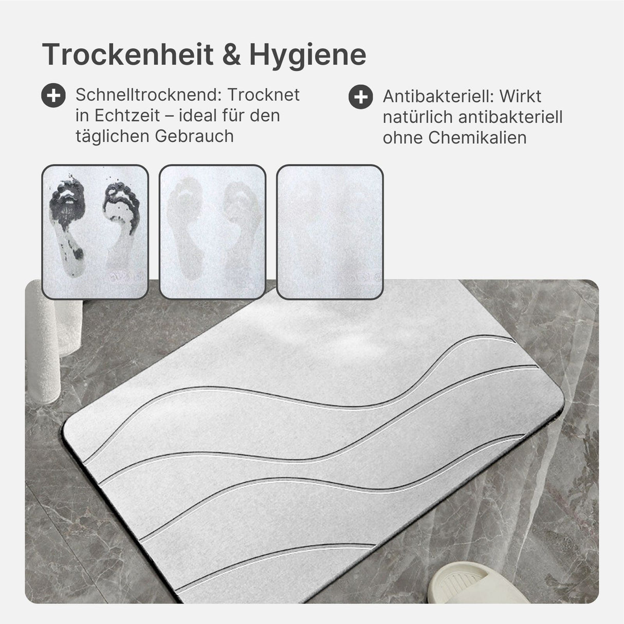 Kieselgur-Matte Stein-Badematte Diatomit-Fussmatte Badvorleger fürs Badezimmer