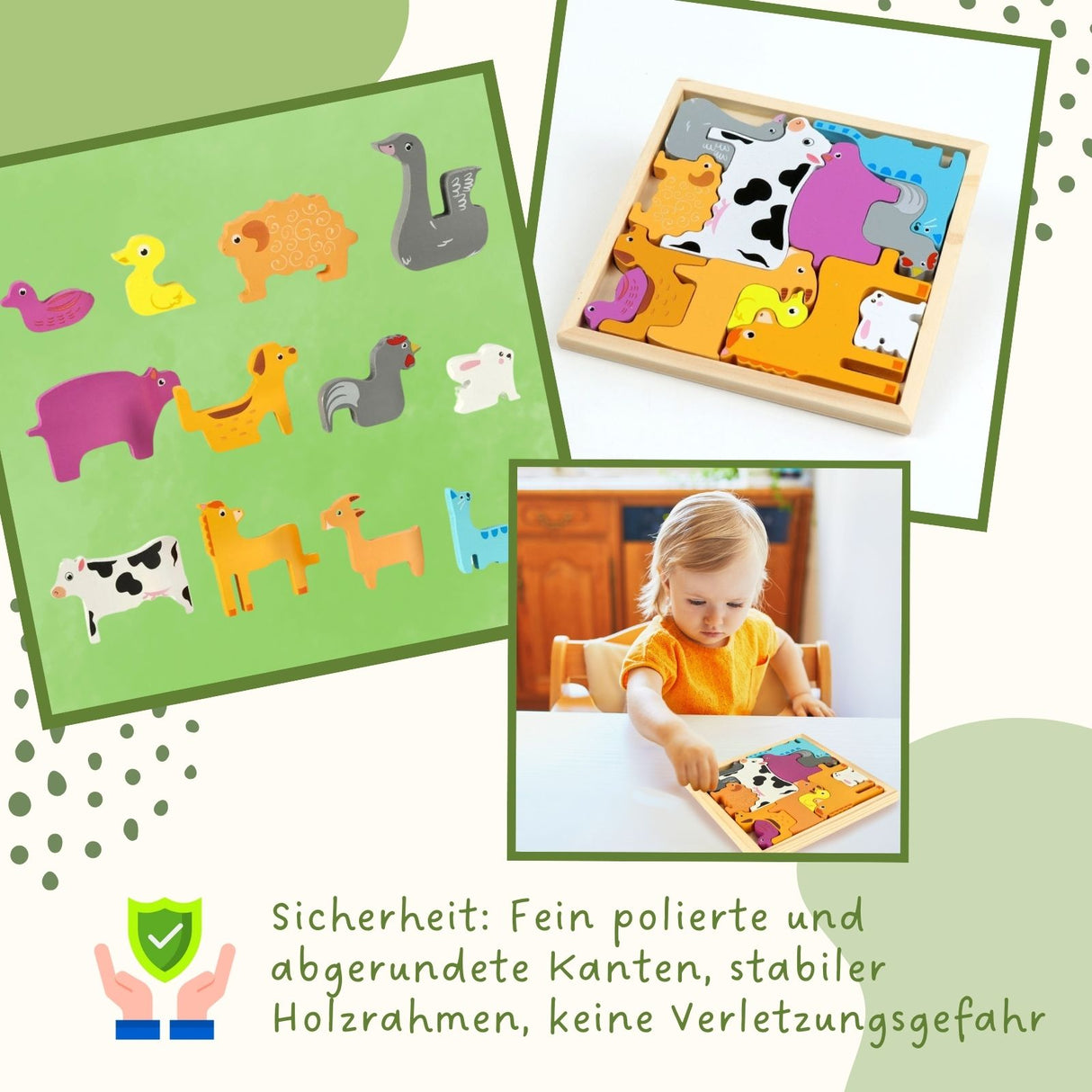 Holz-Puzzle für Kleinkinder Tierpuzzle Bildungsspielzeug