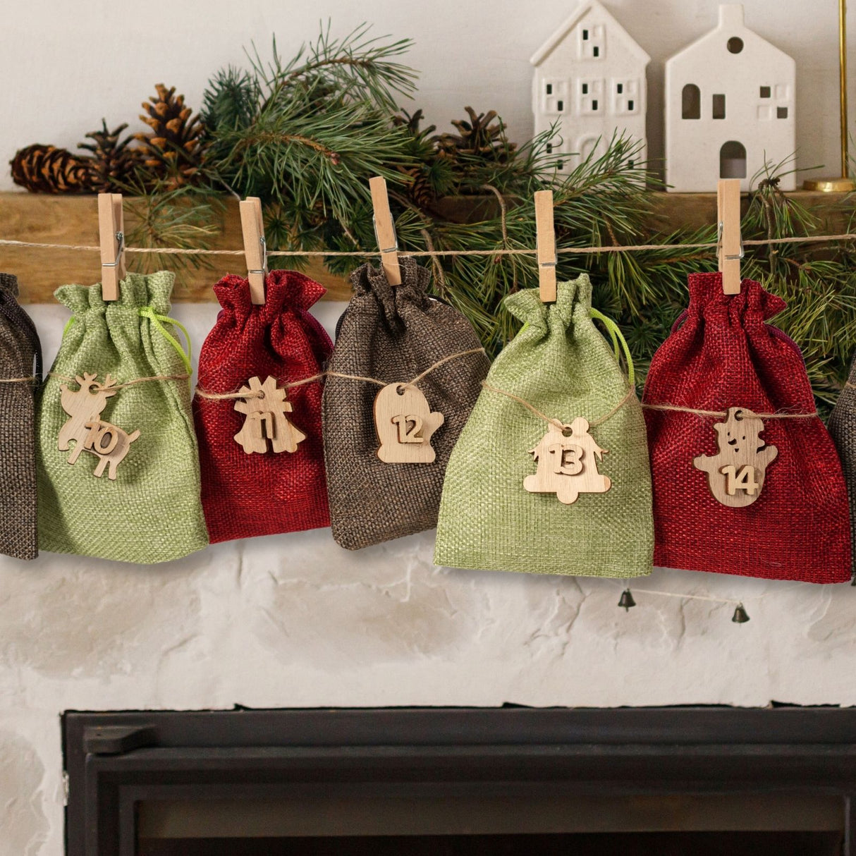 Weihnachtskalender zum Befüllen Do-It-Yourself-Adventskalender Jutebeutel