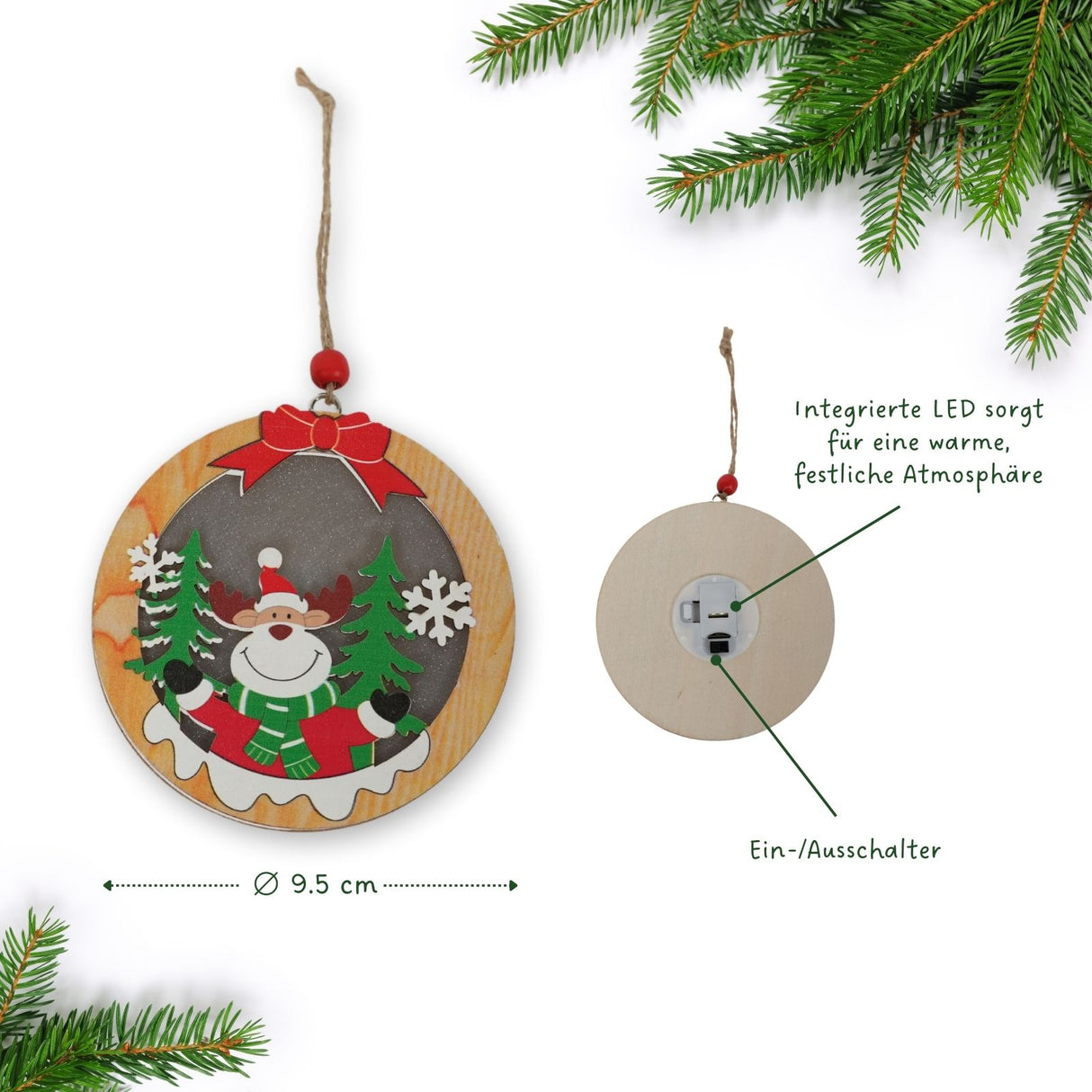 LED-Weihnachtsbaum-Anhänger Weihnachtsschmuck Weihnachtsdekoration Holzdeko