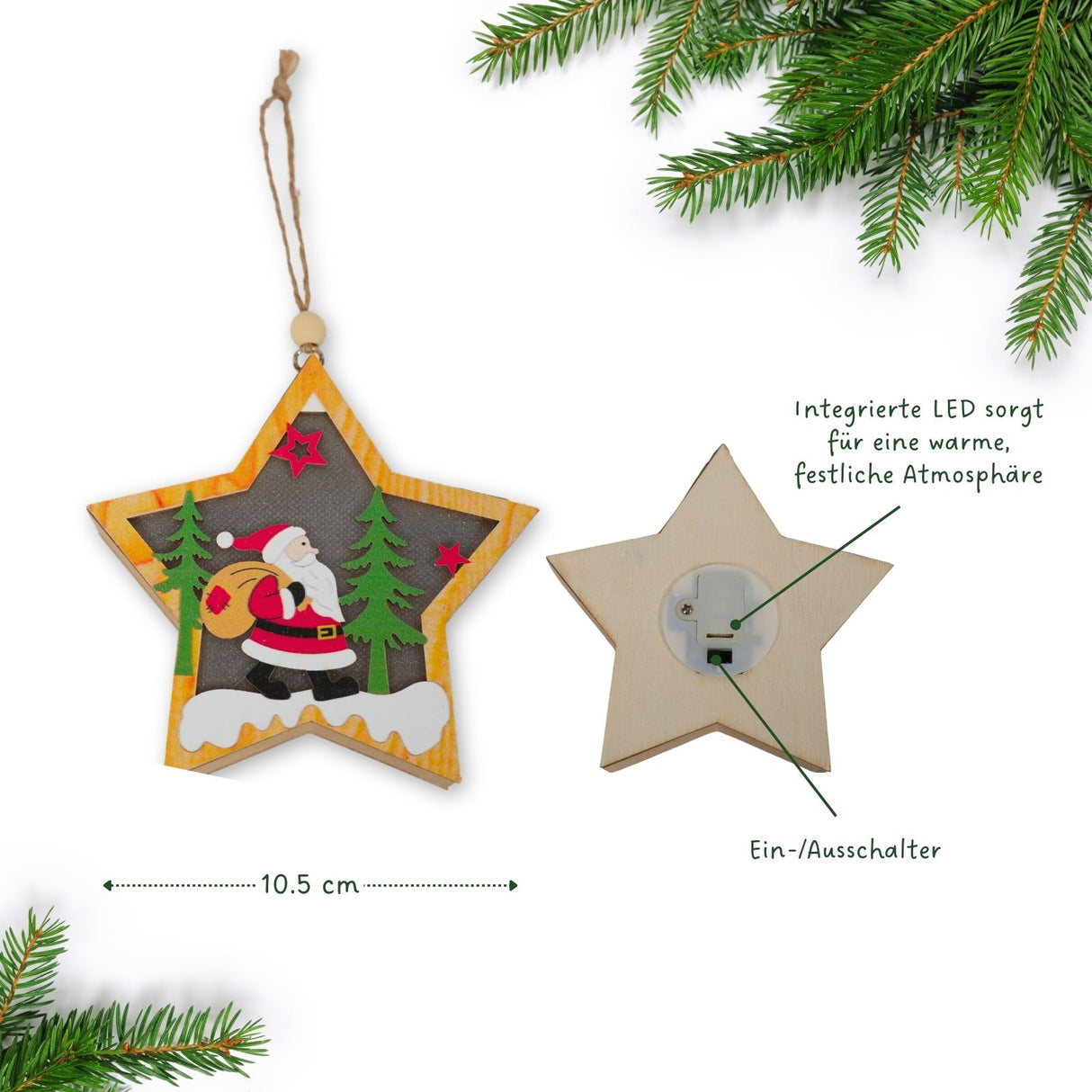 LED-Weihnachtsschmuck Holzdeko Weihnachtsdekoration Weihnachtsbaum-Anhänger