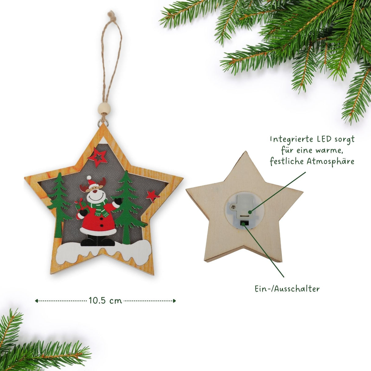 LED-Weihnachtsdekoration Weihnachtsbaum-Anhänger Weihnachtsschmuck Holzdeko