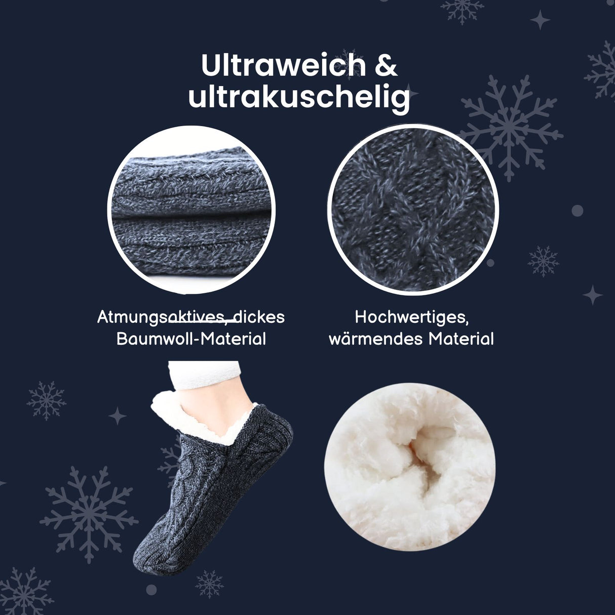 Hausschuhe Gr. 35-38 Fuzzy-Socken Kuschelsocken Pantoffeln Wintersocken