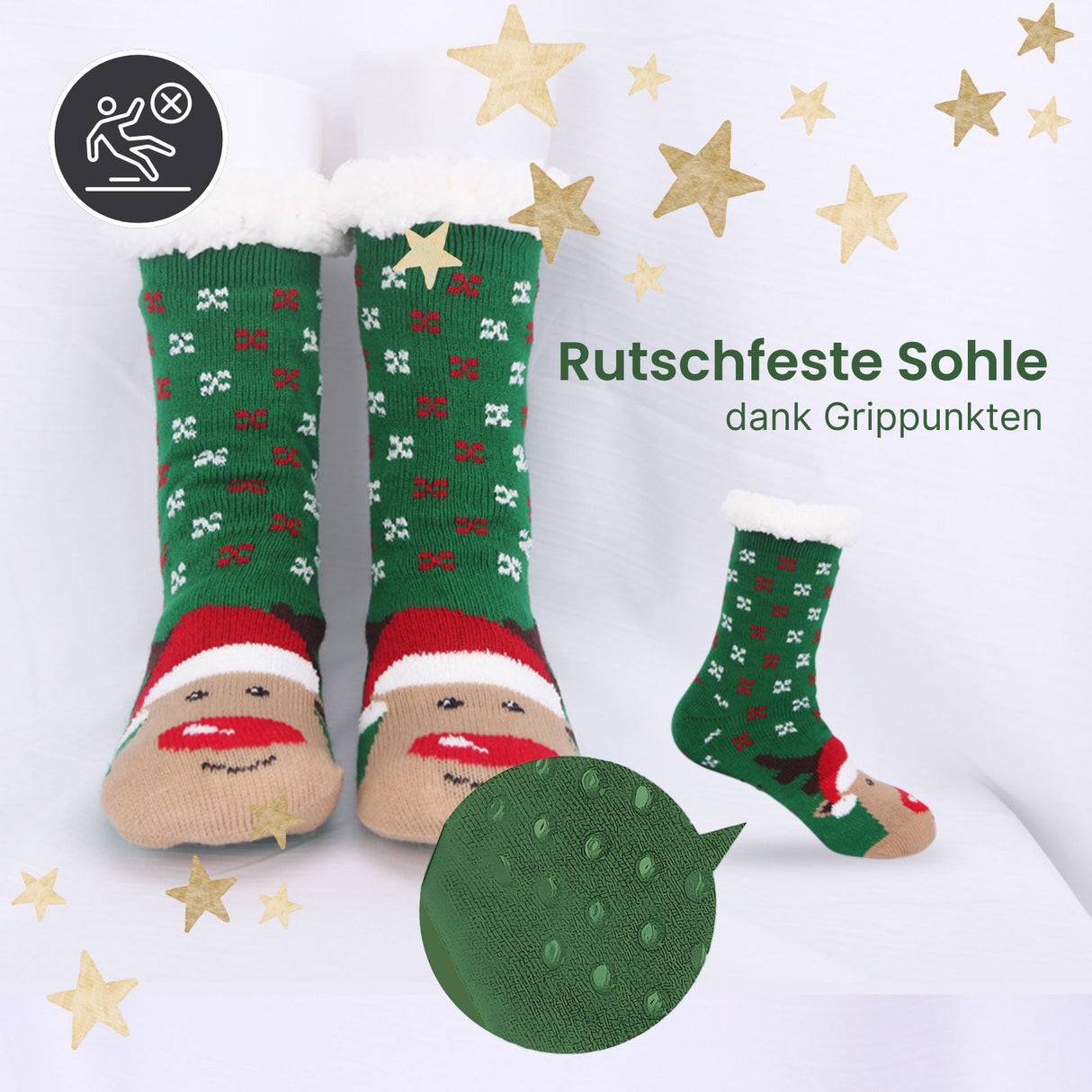 Weihnachtssocken Gr. 36-41 Wintersocken Kuschelsocken Fuzzy-Socken