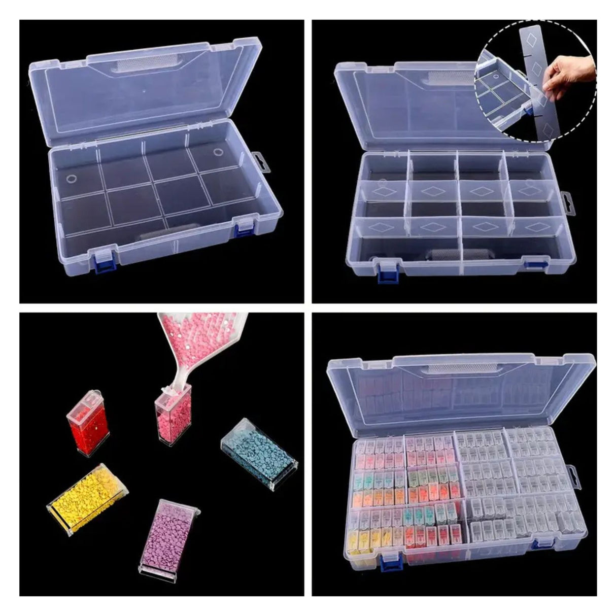 Sortierbox Aufbewahrungsbox DIY-Diamond Painting-Organizer mit Aufklebern