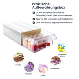 Aufbewahrungsbox mit Schublade Organizer DIY-Diamant Sortierbox Verstaumöglichkeit mit Aufklebern