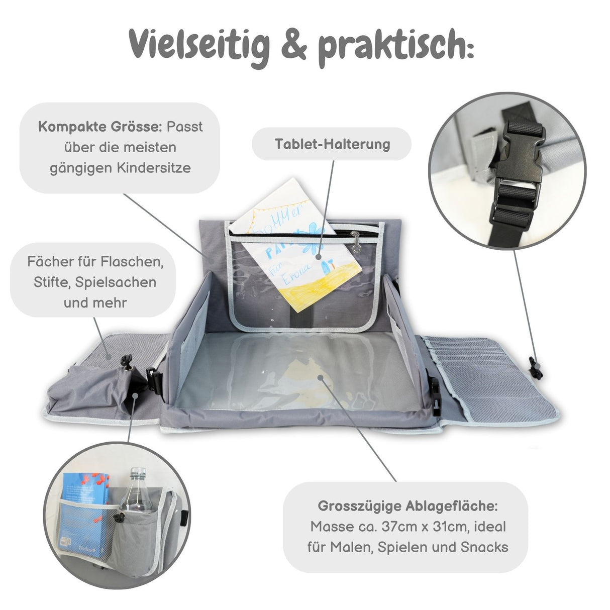 Kindersitz-Tisch Tablet-Halter Auto-Reisetisch für Kinder Spielzeug-Organizer