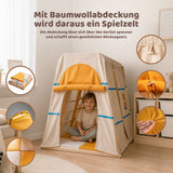 Holz-Klettergerüst mit Schaukel und Rutsche Kletterturm Spielzelt
