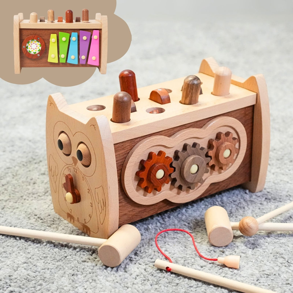 6in1 Aktivitäts-Holzspielzeug für Kleinkinder Pädagogik-Spielzeug Motorikspielzeug