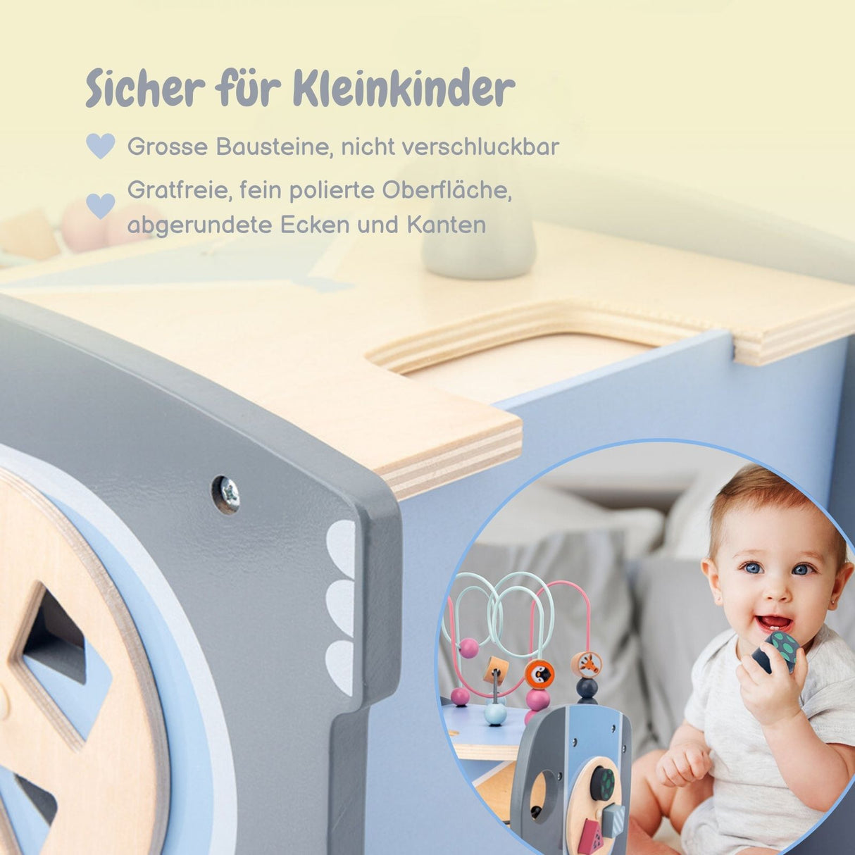 5in1 Aktivitäts-Holzwürfel für Kleinkinder Motorikwürfel Holzspielzeug