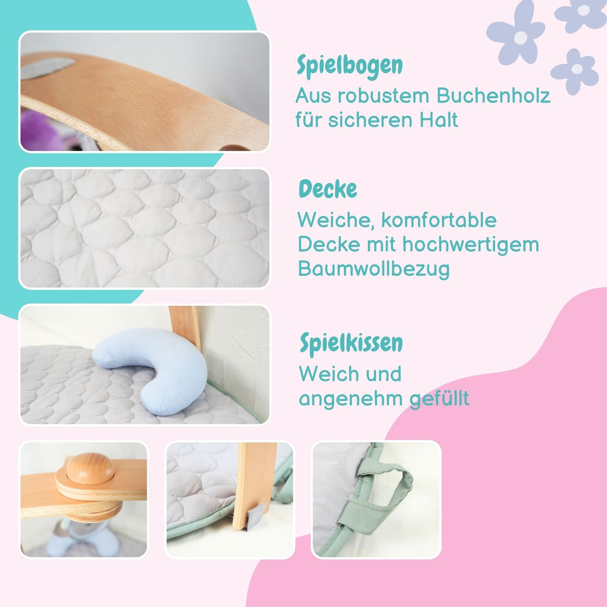 Baby-Spielmatte Spieldecke Krabbeldecke mit Spielbogen Activity Decke