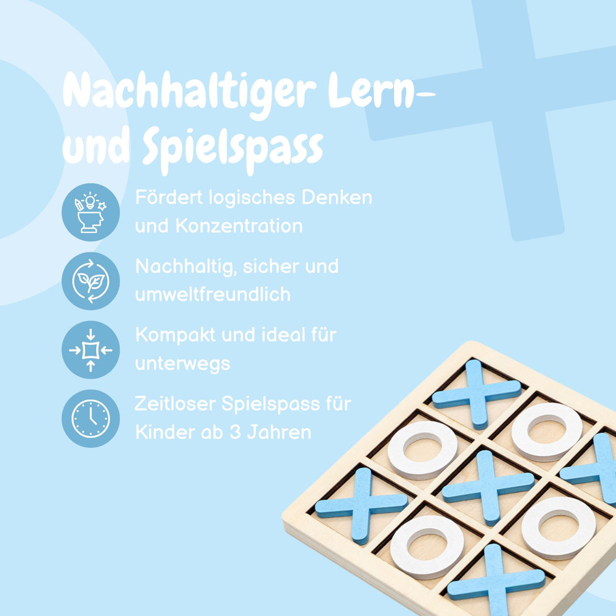 Tic Tac Toe Geschicklichkeitsspiel X und O Drei gewinnt Holzspielzeug