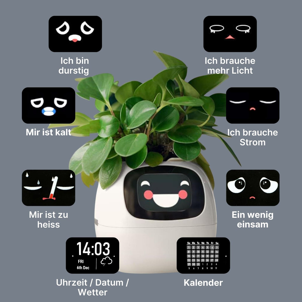USB-Pflanzenübertopf Smarter Blumentopf Smart Plant Pot Elektronischer Blumentopf Ivy Smart Planter