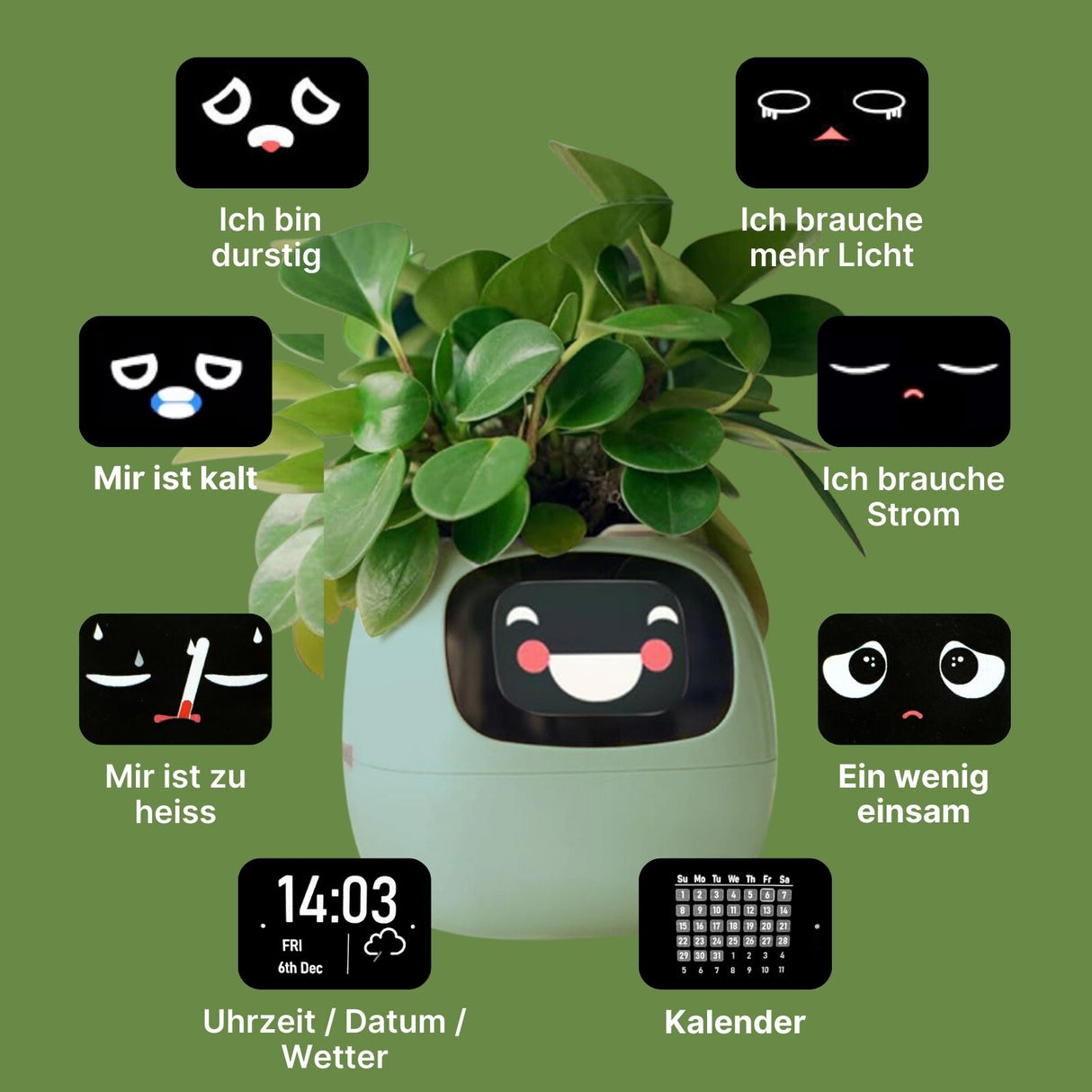 Smart Plant Pot Elektronischer Blumentopf USB-Pflanzenübertopf Smarter Blumentopf Ivy Smart Planter