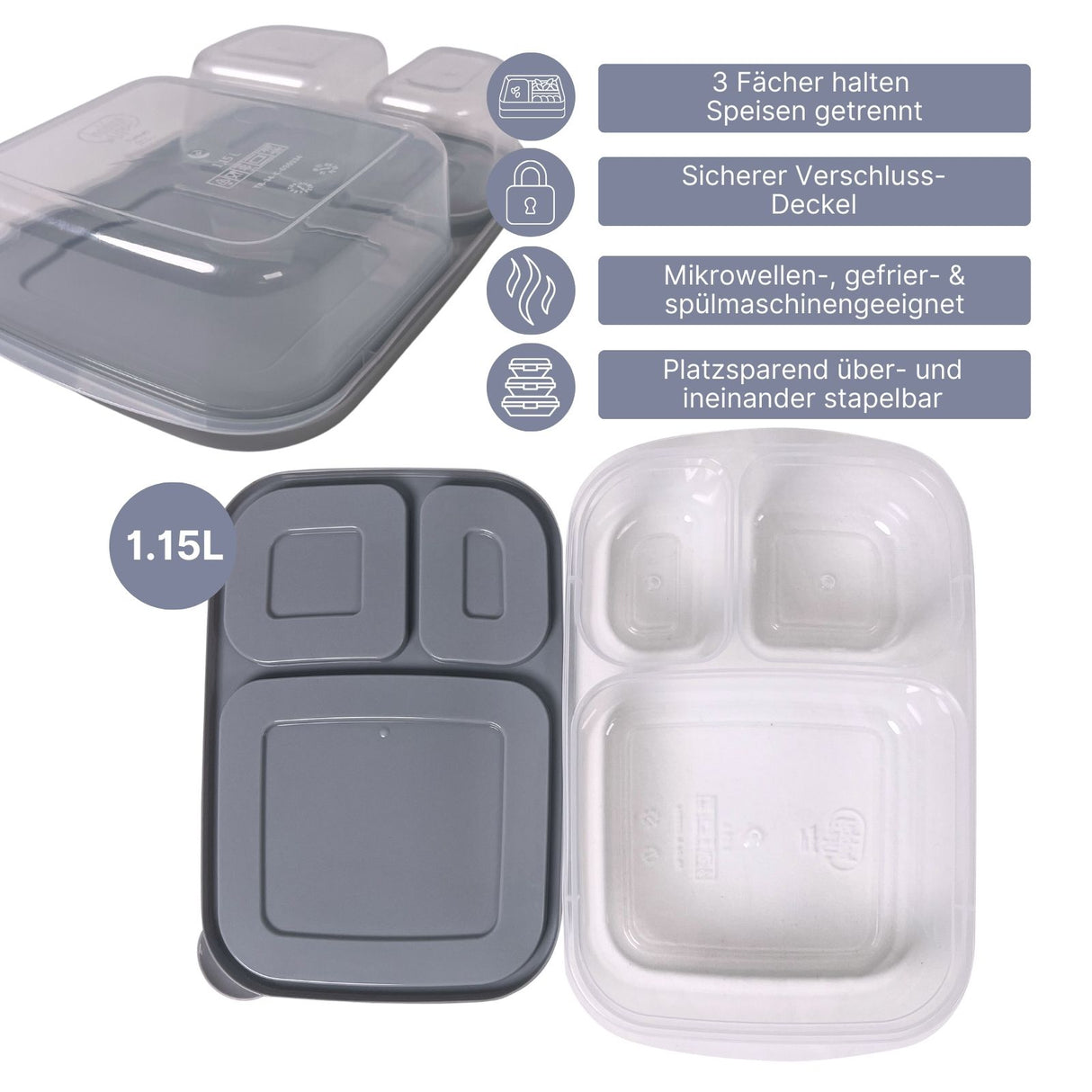 Aufbewahrungsbox Meal-Prep Box Frischhaltedose Vorratsdose Lunchbox