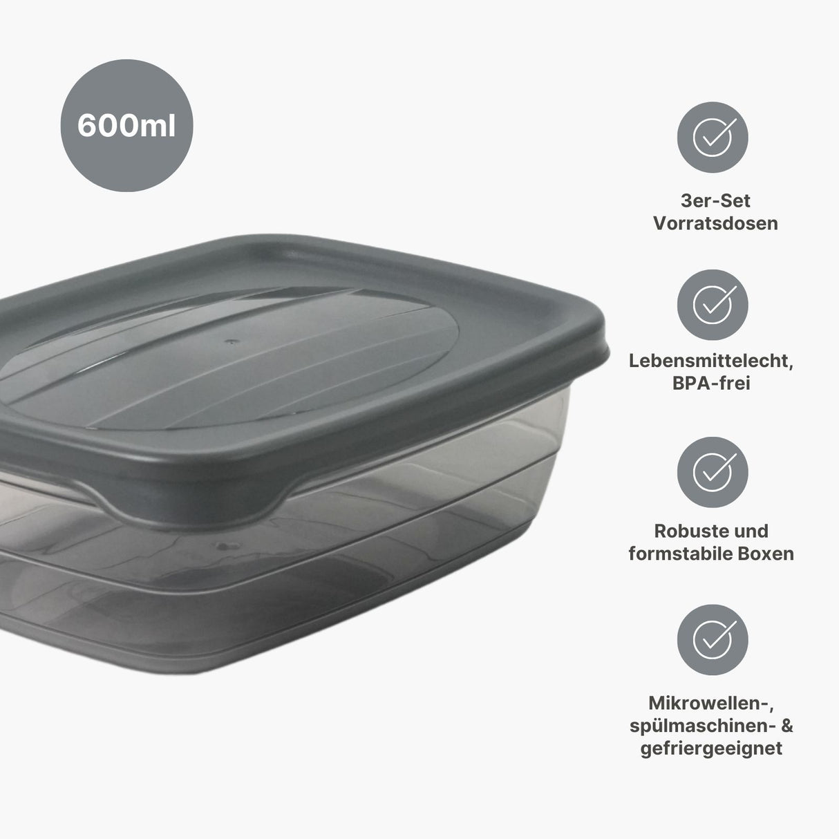 3er-Set Aufbewahrungsdosen Frischhaltedosen Meal-Prep-Dosen Boxen