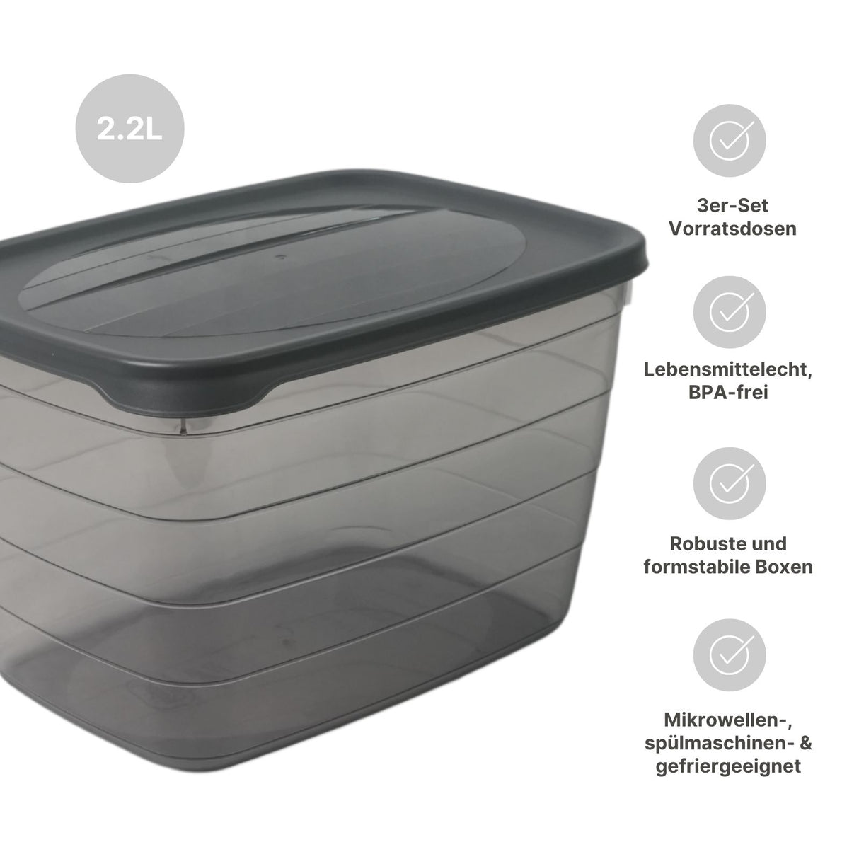 3er-Set Meal-Prep-Dosen Frischhaltedosen Boxen Aufbewahrungsdosen
