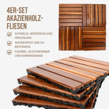 4er-Set Akazienholz-Fliesen Klickfliesen Bodenplatten Holzfliesen