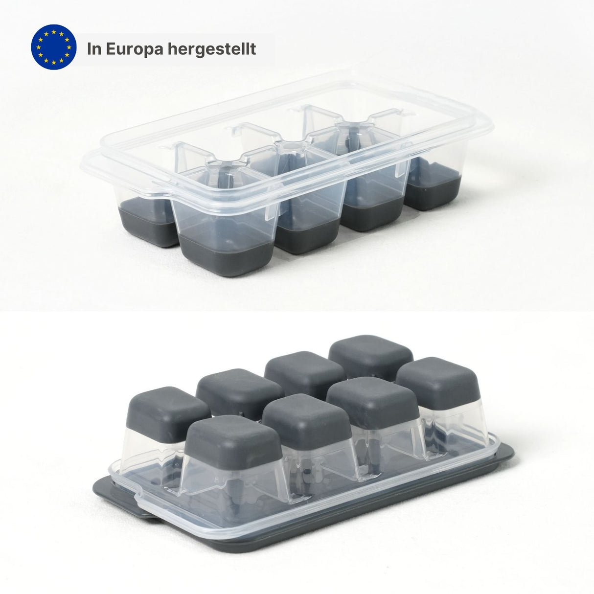 3er-Set Eiswürfelbehälter mit Deckel Eiswürfelformen Eiswürfelschalen