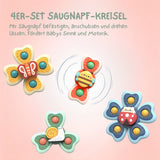 4er-Set Saugnapf-Kreisel Badespielzeug Fidget Spinner Babyspielzeug