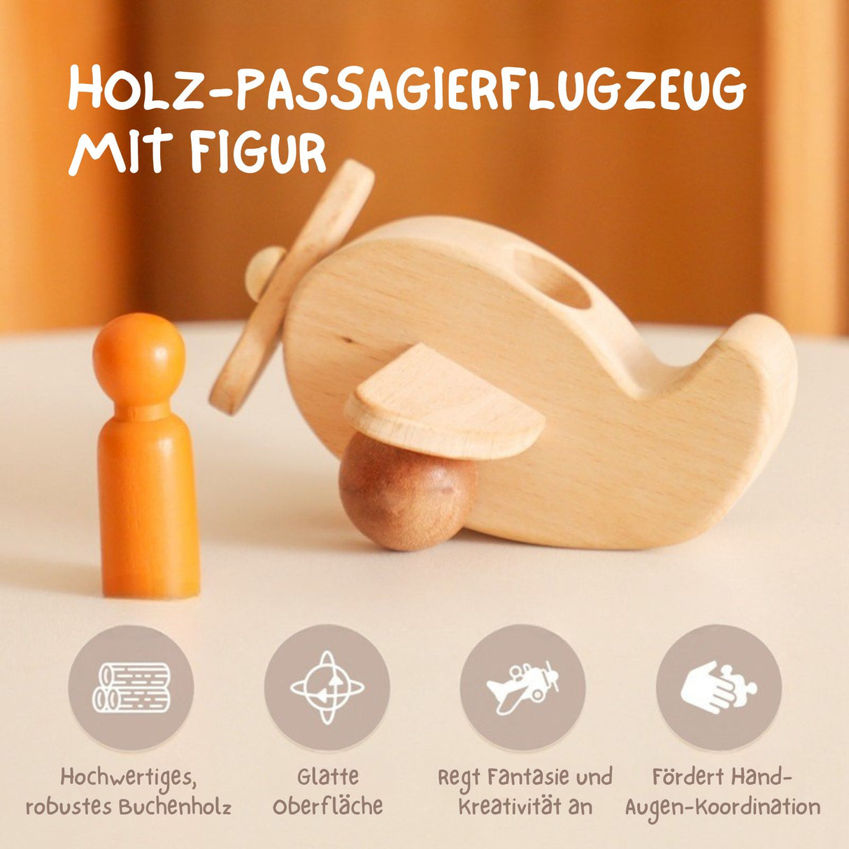 Holz-Flugzeug Kinderspielzeug Flieger Luftfahrzeug Spielzeug