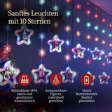 LED Weihnachtslichterkette 3m Sternen-Lichtervorhang mit Schneeflocken