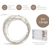LED Kupferdraht-Lichterkette 2m Weihnachtslichterkette Deko-Lichter