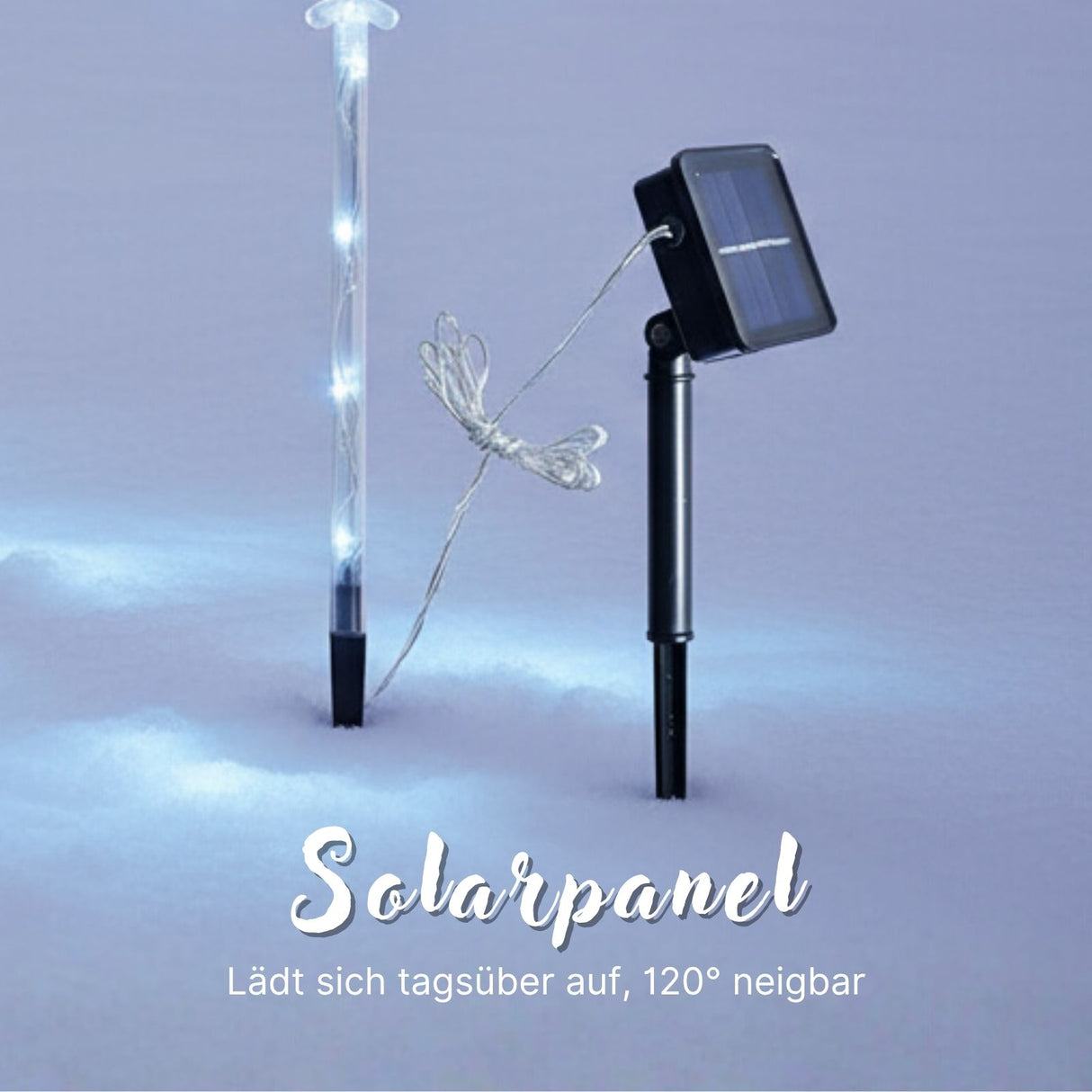 4er-Set LED Solar-Bodenlicht Schneeflocken-Lichterkette Solarleuchte