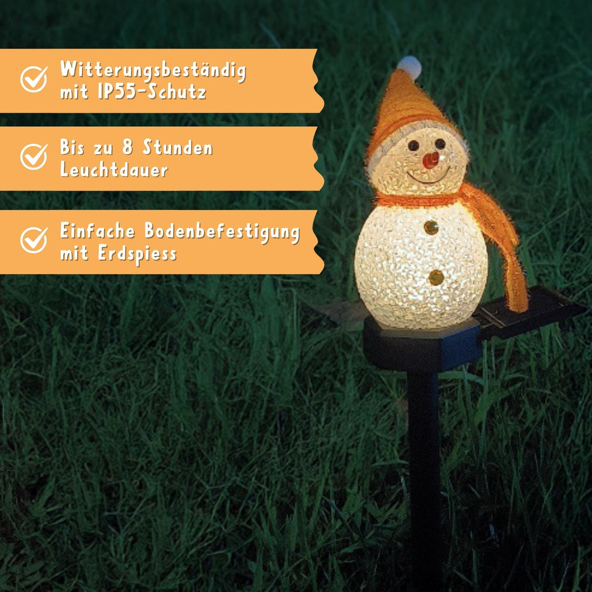 LED Solarlampe Schneemann Gartenbeleuchtung Solarleuchte Dekoleuchte