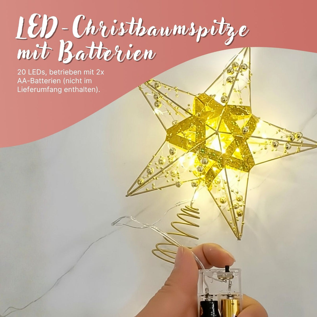 Christbaumspitze LED-Stern  Baumspitze mit Licht Weihnachtsbaumspitze