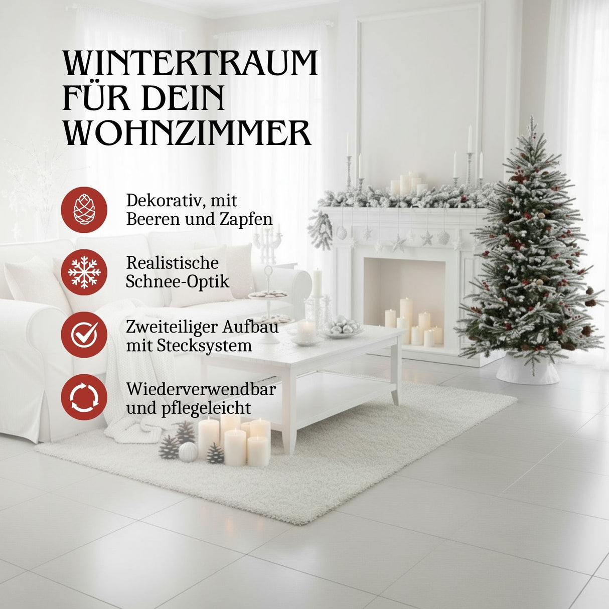 Weihnachtsbaum 150cm mit Schnee Christbaum Kunsttanne Tannenbaum