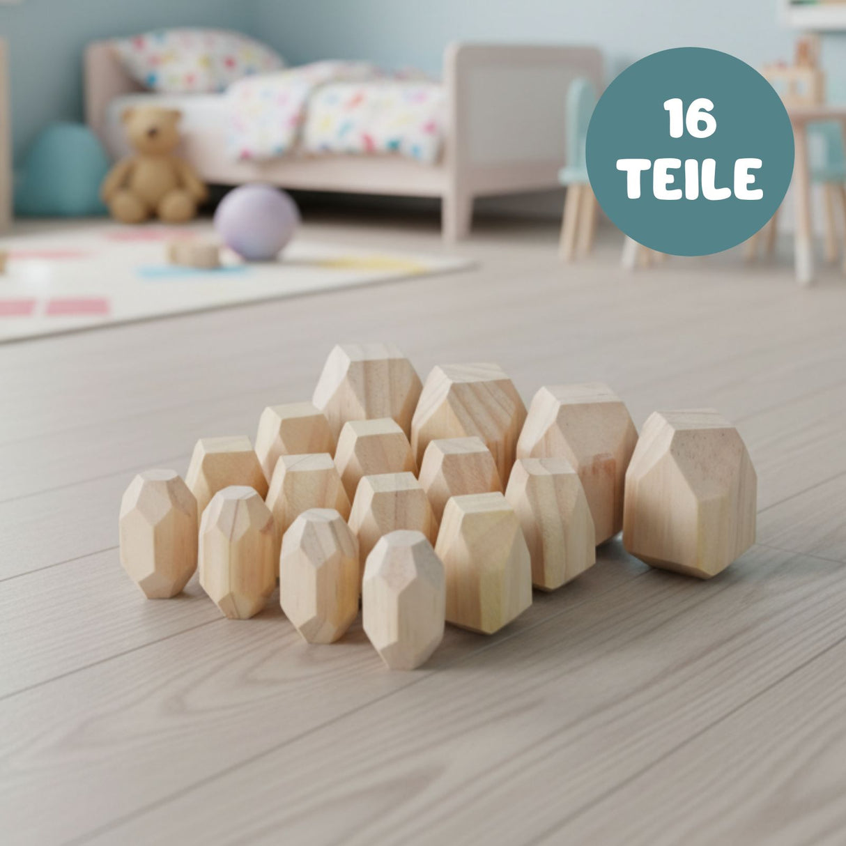 16-tlg. Set Stapelsteine Holz-Balanciersteine Bausteine zum Stapeln