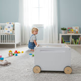 Spielzeugkiste auf Rollen Spielzeugwagen Bücherkiste Holz-Rollbox