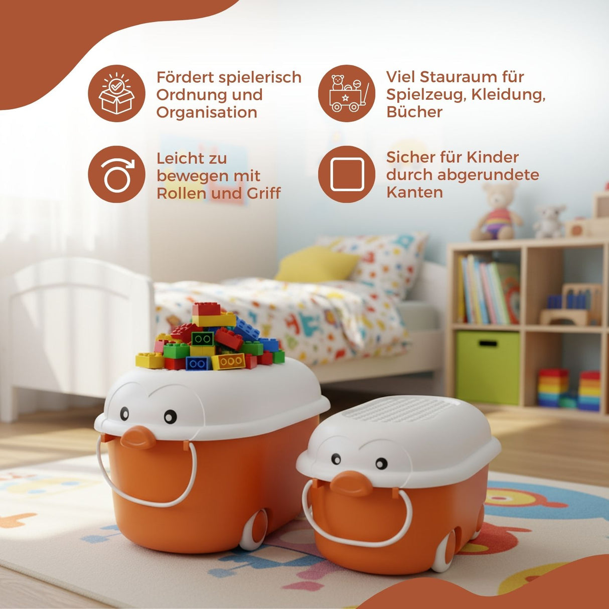 2er-Set Spielzeugkiste Organizer Spielzeug-Aufbewahrungsbox Truhe