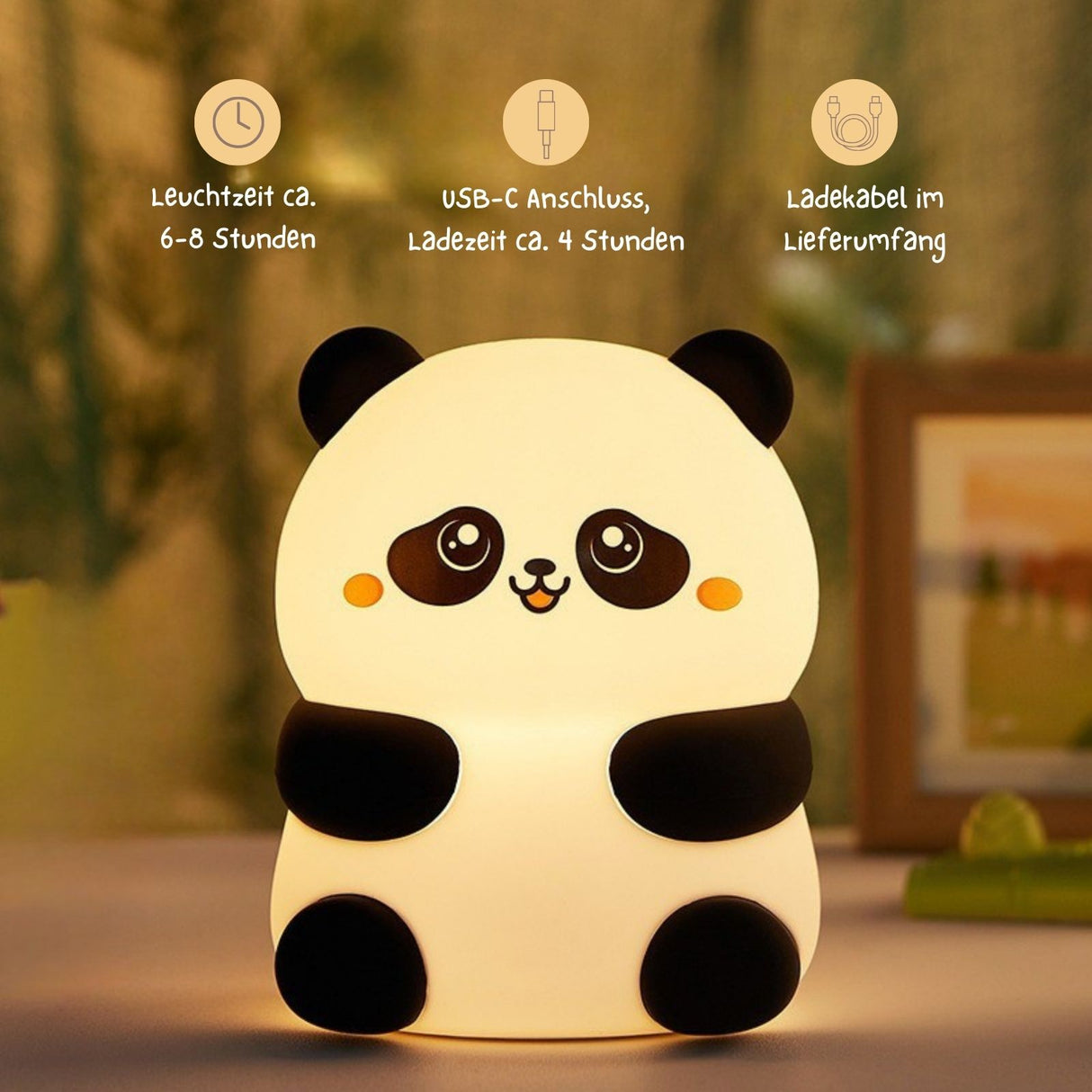 LED-Panda-Nachtlicht Kinder-Nachttischlampe Tierlicht Tischleuchte
