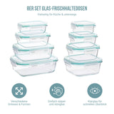 8er Set Glas-Frischhaltedosen Vorratsdosen mit Deckel Meal-Prep-Boxen