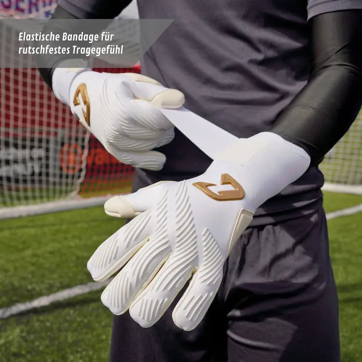 Fussballhandschuhe Invictus White Gold Gr. 9 Torwart Goalie Handschuhe