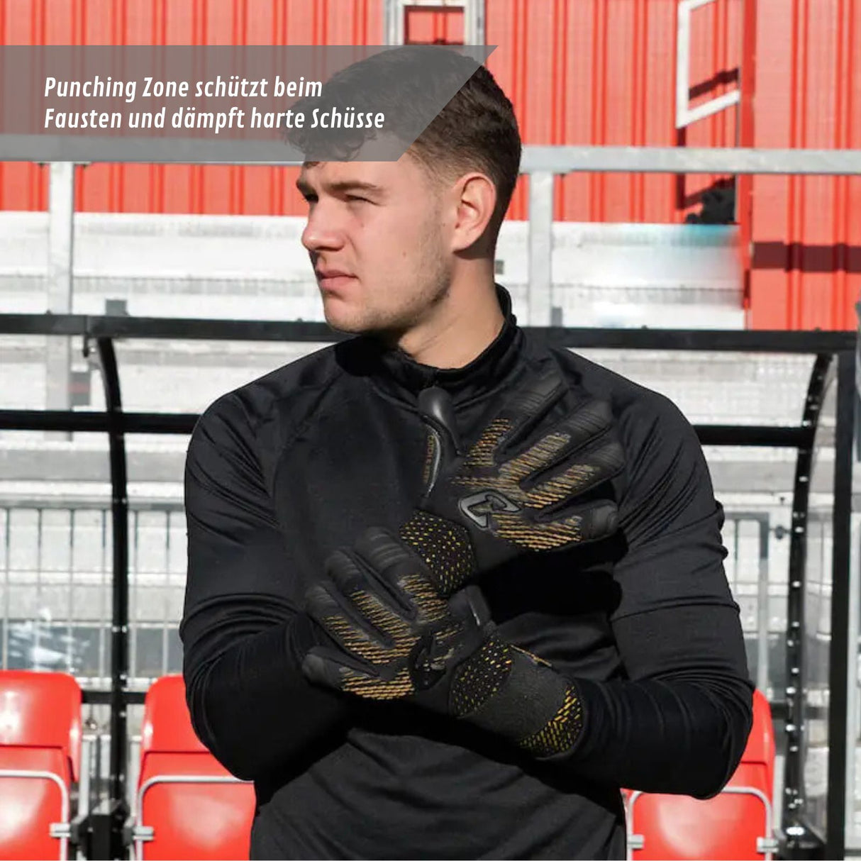 Fussballhandschuhe Revolution Gold Gr. 8 Torwart Goalie Handschuhe
