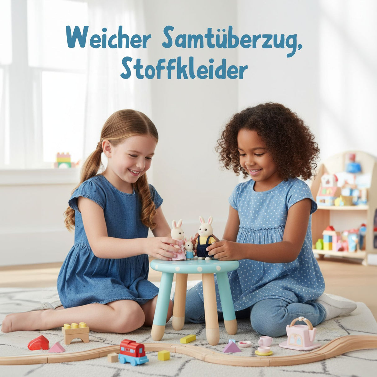 3-tlg. Hasen-Puppenfamilie Puppen Spielzeugfiguren Kinderspielzeug