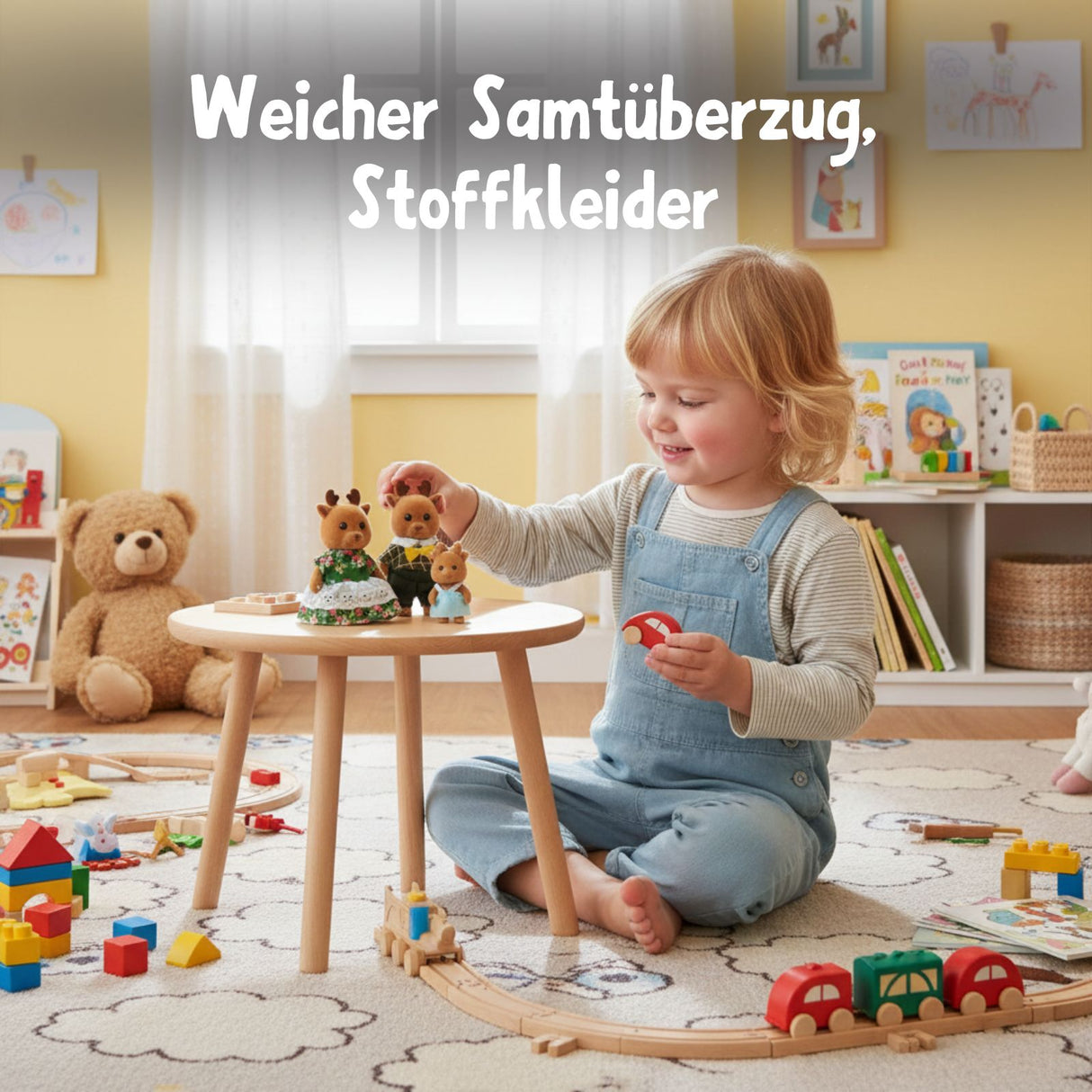 3-tlg. Rentier-Puppenfamilie Puppen Spielzeugfiguren Kinderspielzeug