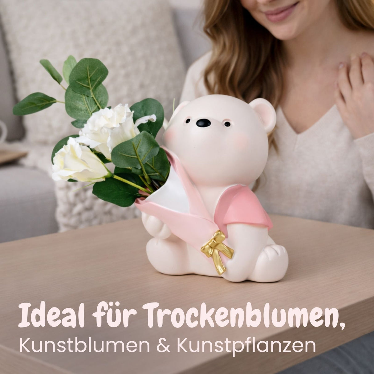 Sitzender Bär-Vase Dekoration Blumenarrangement Wohnaccessoire