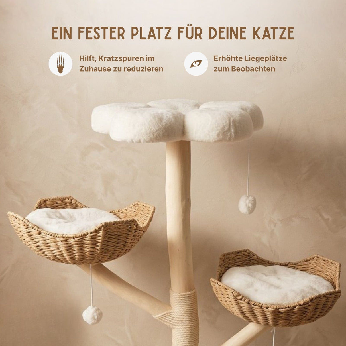 Kratzbaum mit Körben und Plattform Katzenbaum Katzenspielzeug Kletterbaum
